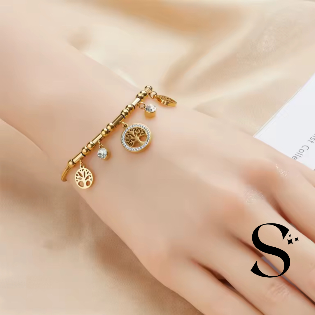 Brazalete Dorado Arbol de la vida