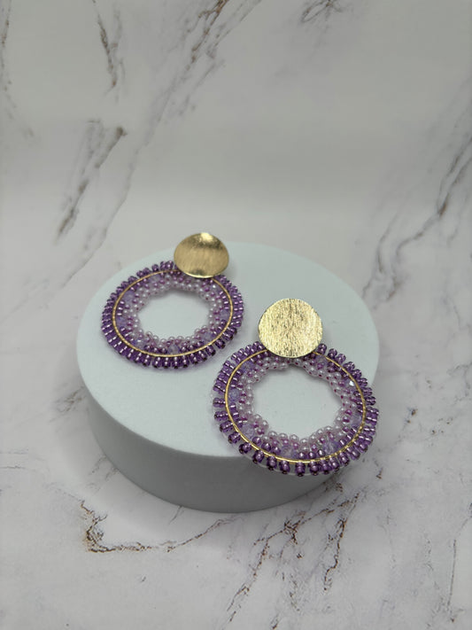 Aretes Hechos a Mano en tono Lilas