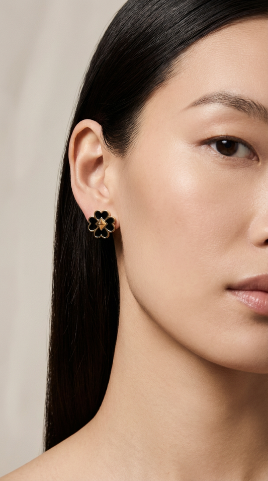 Spade Enamel Studs - Black