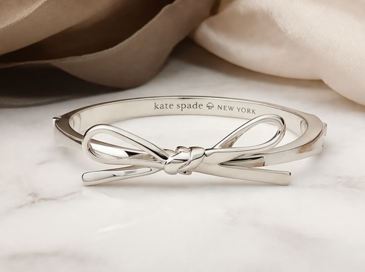 Skinny Mini Bow Bangle - Silver